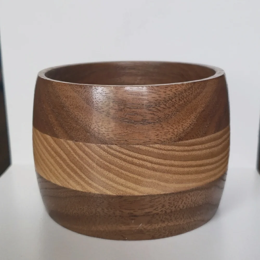 Wood Two Tone Chunky Bangle Bracelet